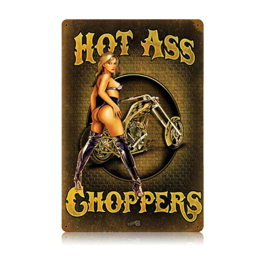 Hot Ass Choppers Vintage Style Metal Sign 12 x 18