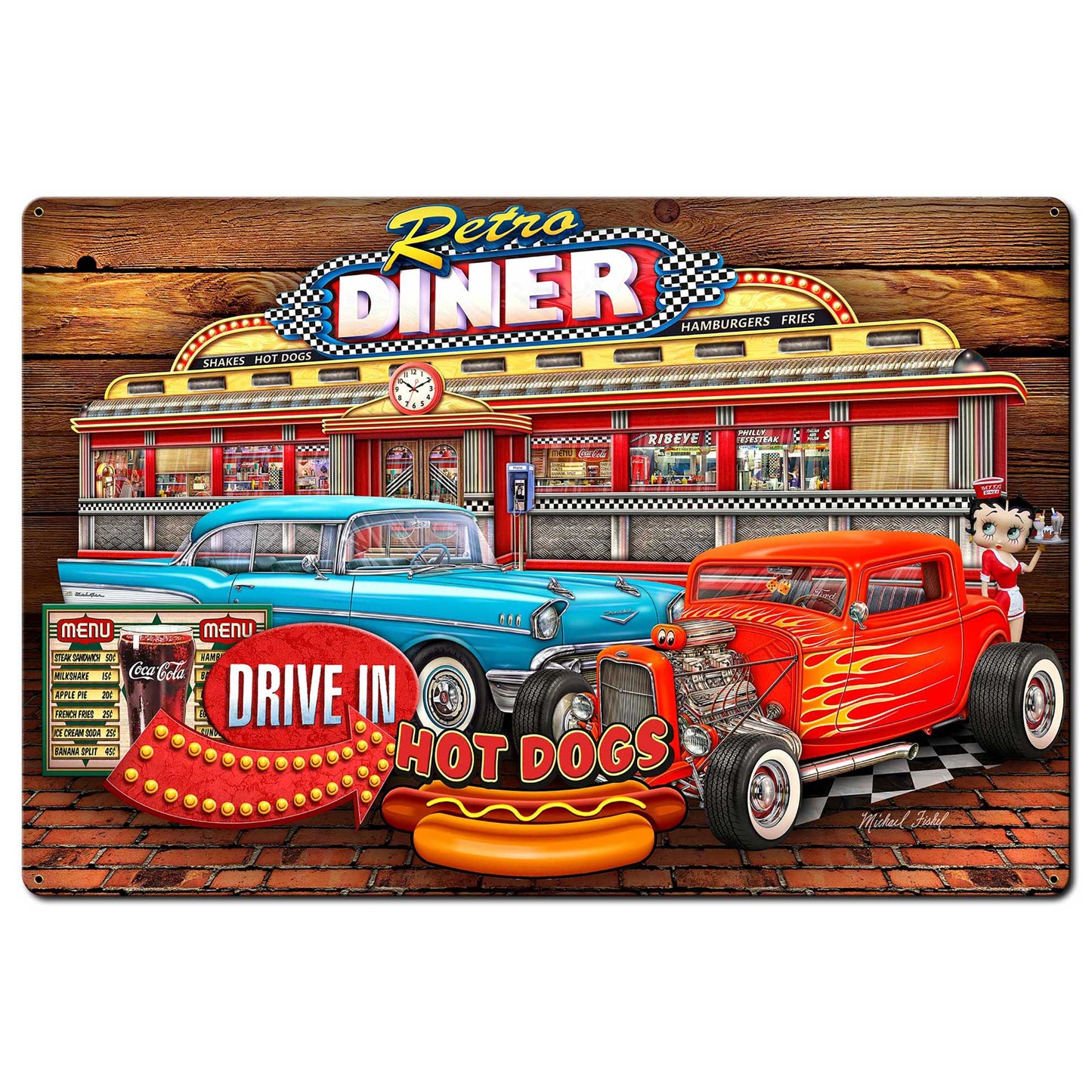 Diner Woodgrain 36 x 24