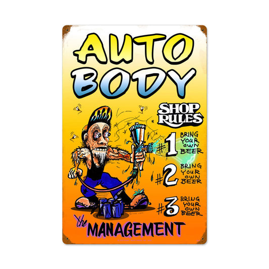 Auto Body Shop Rules 16 x 24