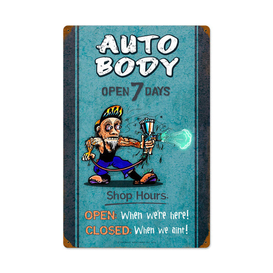 Auto Body Shop Hours 16 x 24