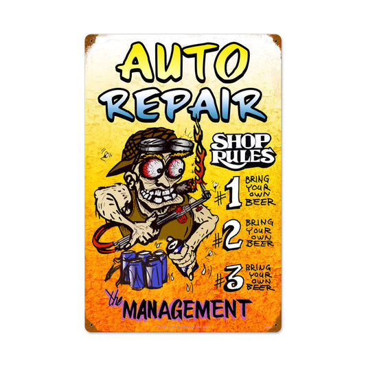 Auto Repair Shop Rules 16 x 24