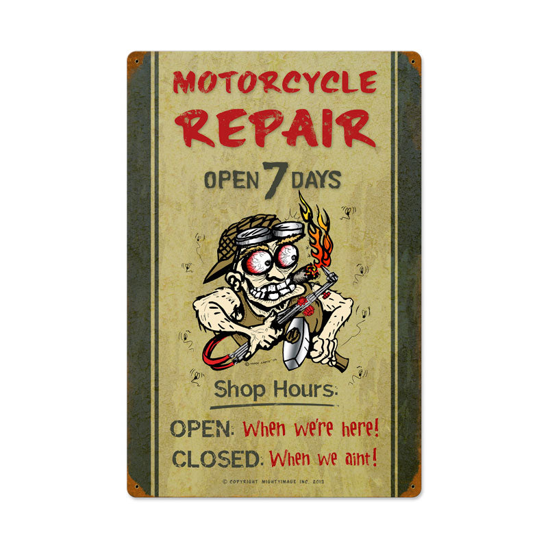 Motorcycle Repair Shop Hours 16 x 24