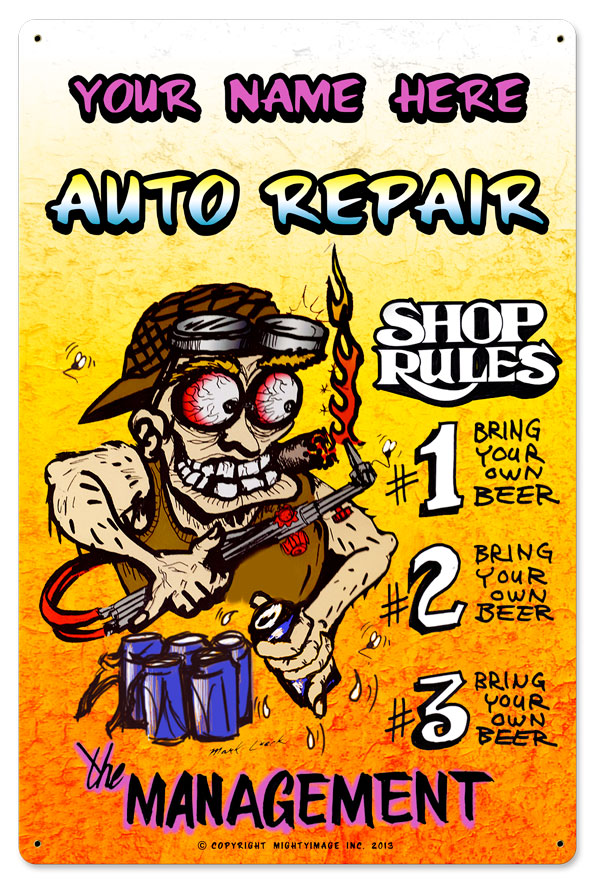Repair Shop Rules Personalized 16 x 24