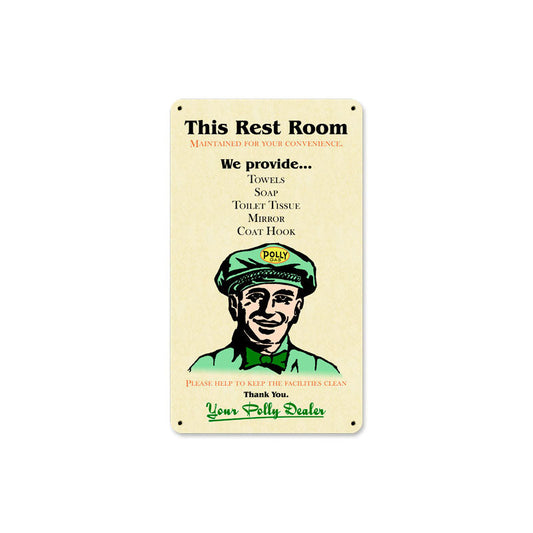 Polly Gas Restroom Vintage Style Metal Sign 14 x 8