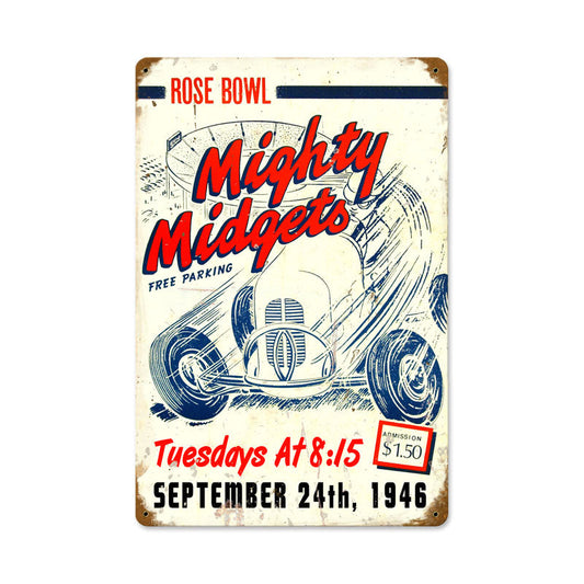 Mighty Midgets Vintage Style Metal Sign 12 x 18