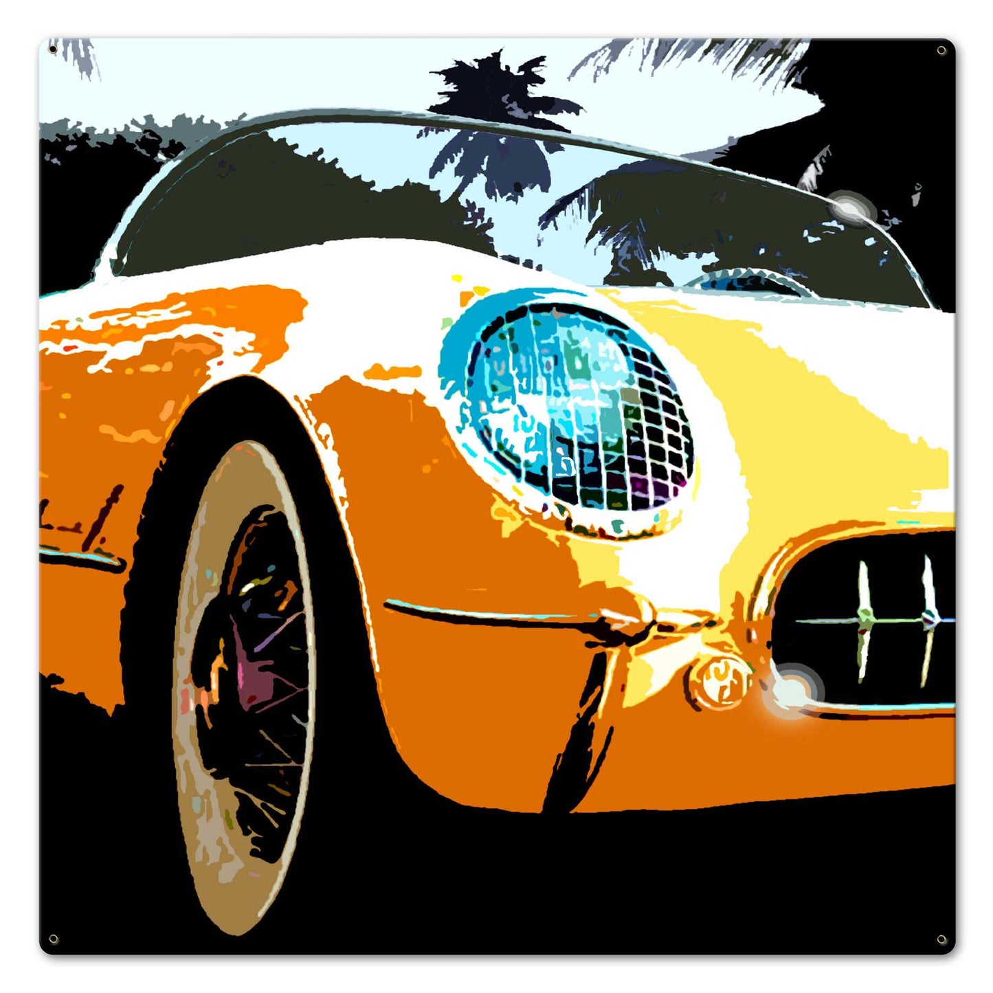 Corvette Sq Yellow 24 x 24