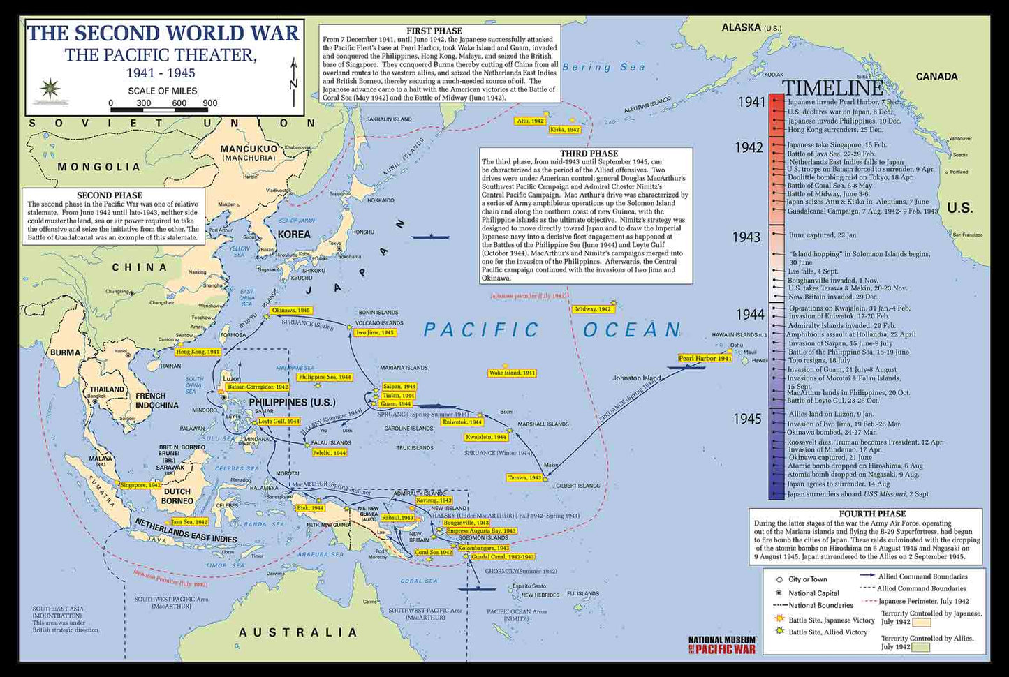 Wwii Aisa Pacific Theater 36 X 24