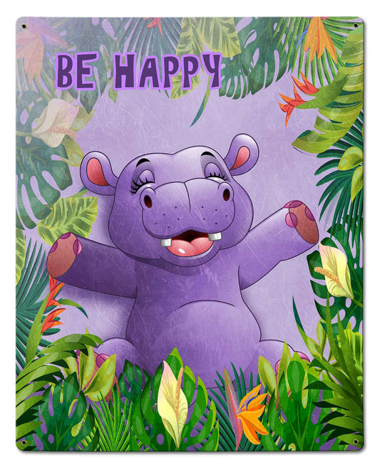 Be Happy Hippo 24 x 30