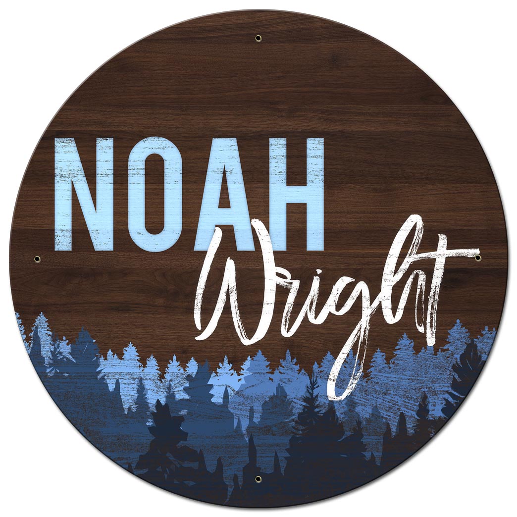Nursery Blue Round Personalized 28 x 28