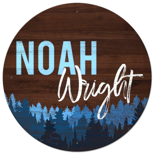 Nursery Blue Round Personalized 28 x 28