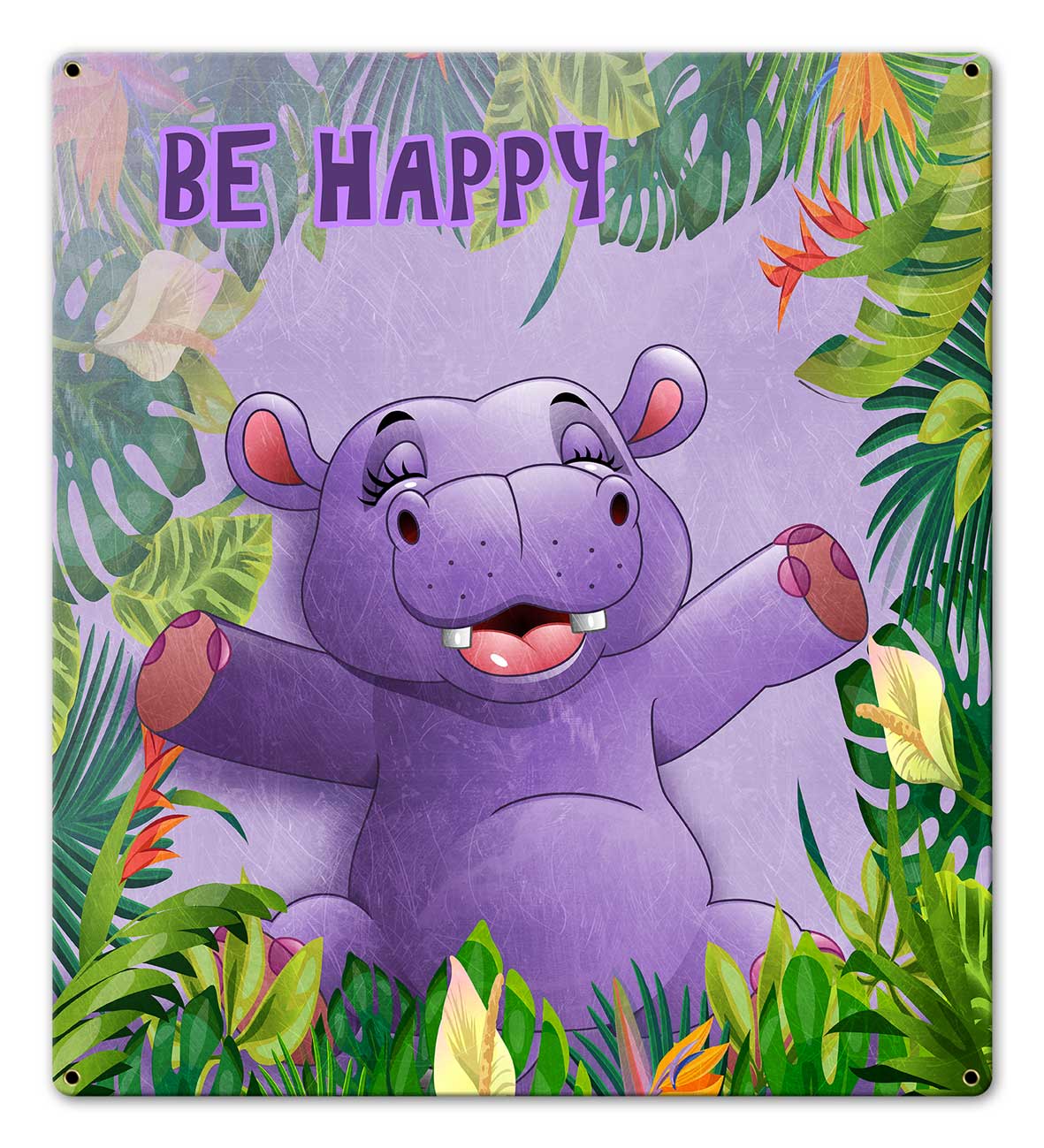 Be Happy Hippo 18 x 20