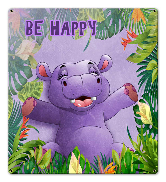 Be Happy Hippo 18 x 20