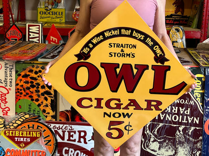 Owl Cigars Vintage Style Metal Sign