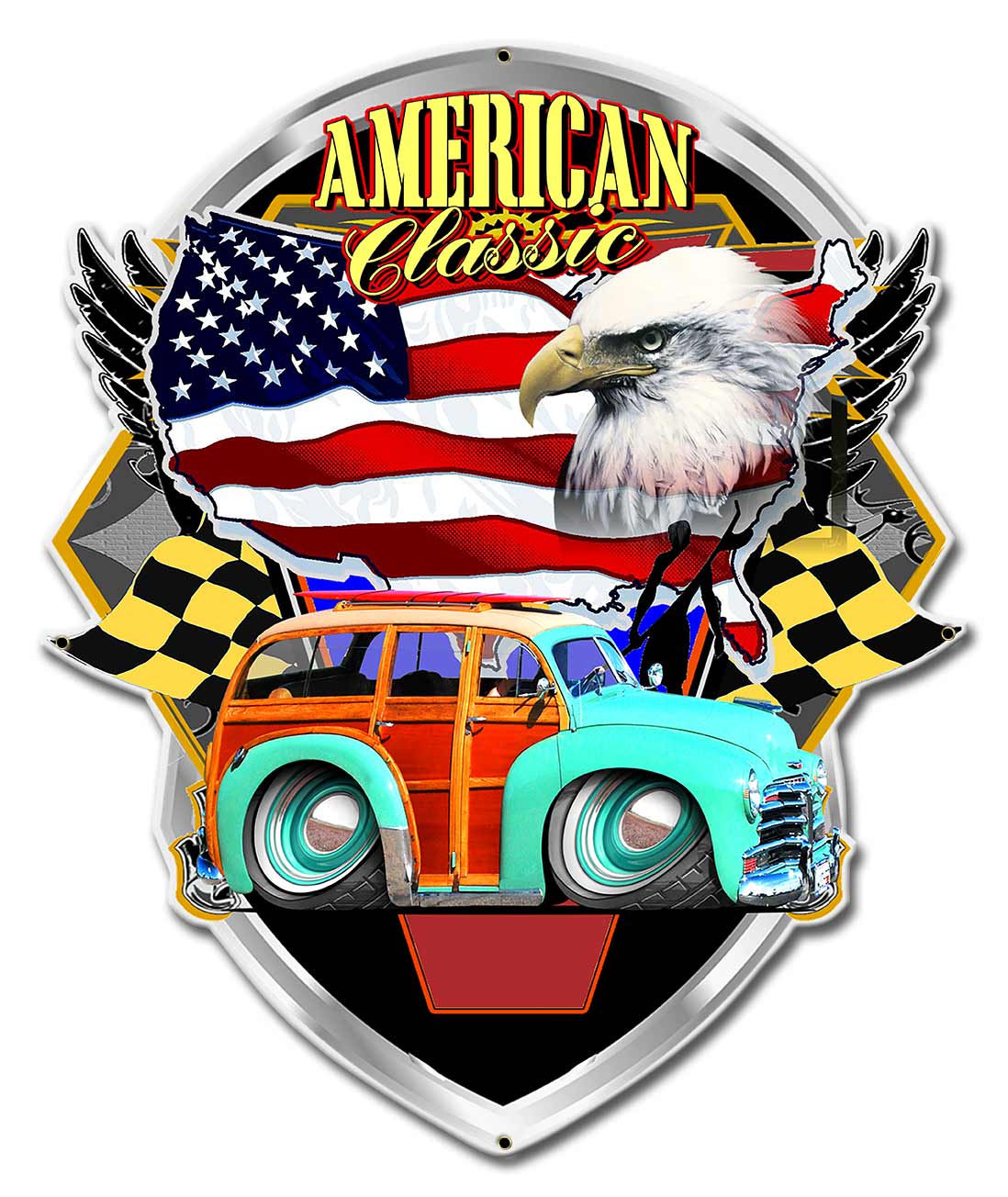 Chevy Woodie Surf American Classic 14 x 17
