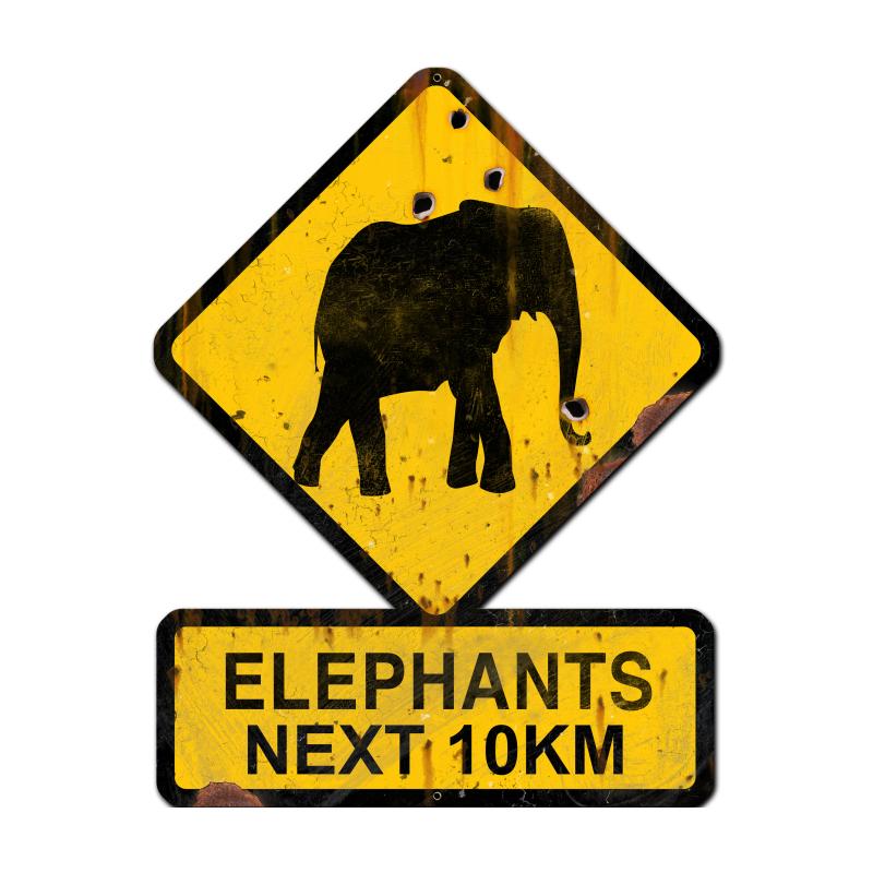 Elephants Crossing Next 10 Km 25 x 20