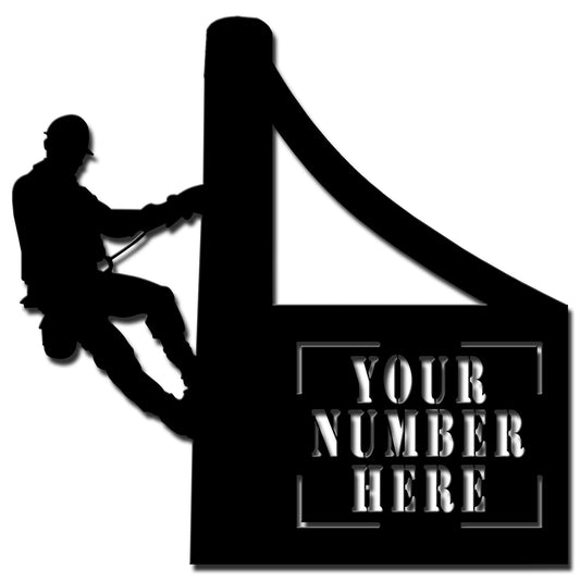 Lineman House Number Personalized 24 X 24