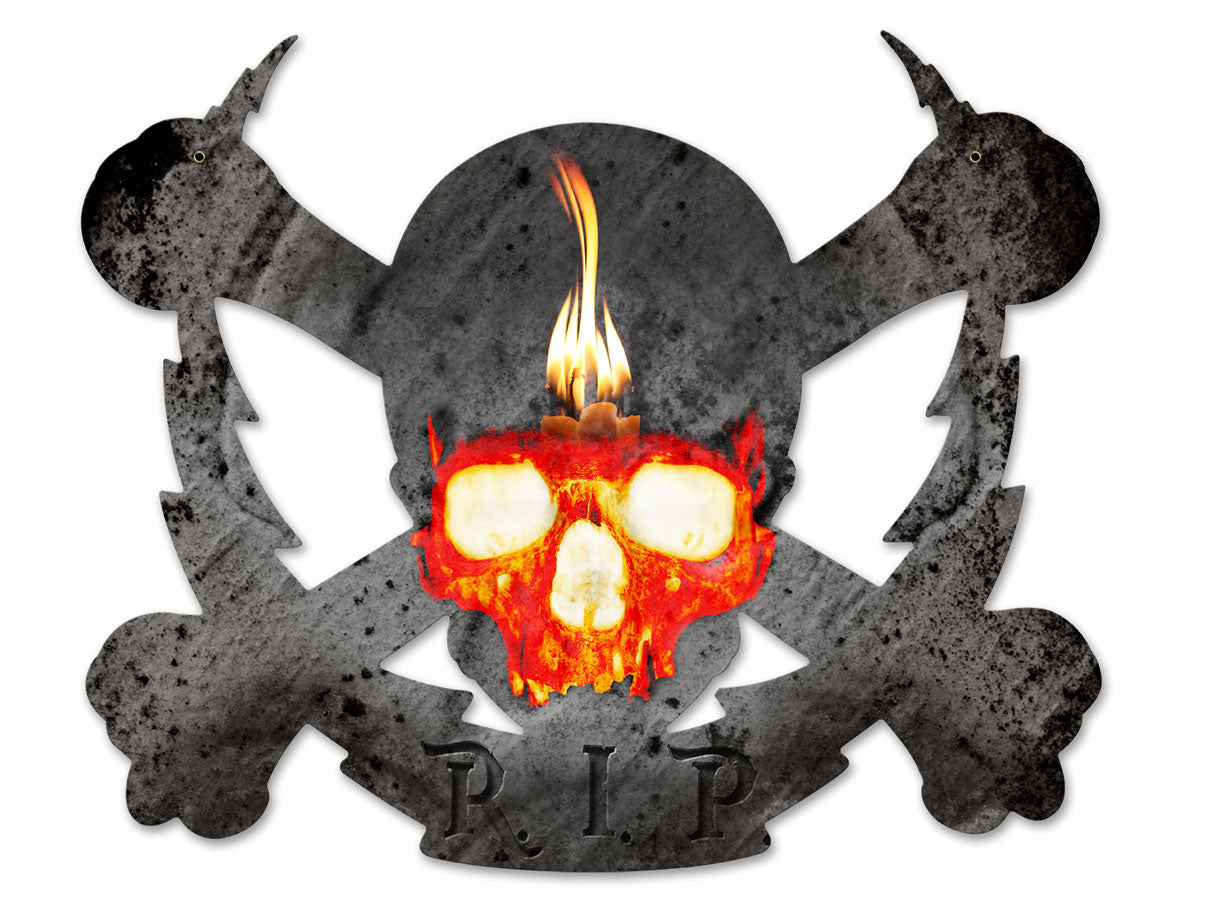 Flaming Skull Bolt Rip 19 x 16