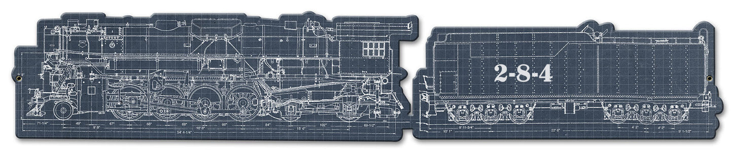 Train Blue Print 2-8-4 28 x 5