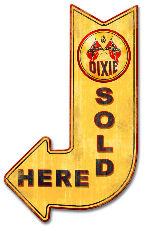 Dixie Gasoline Sold Here Arrow 15 x 24