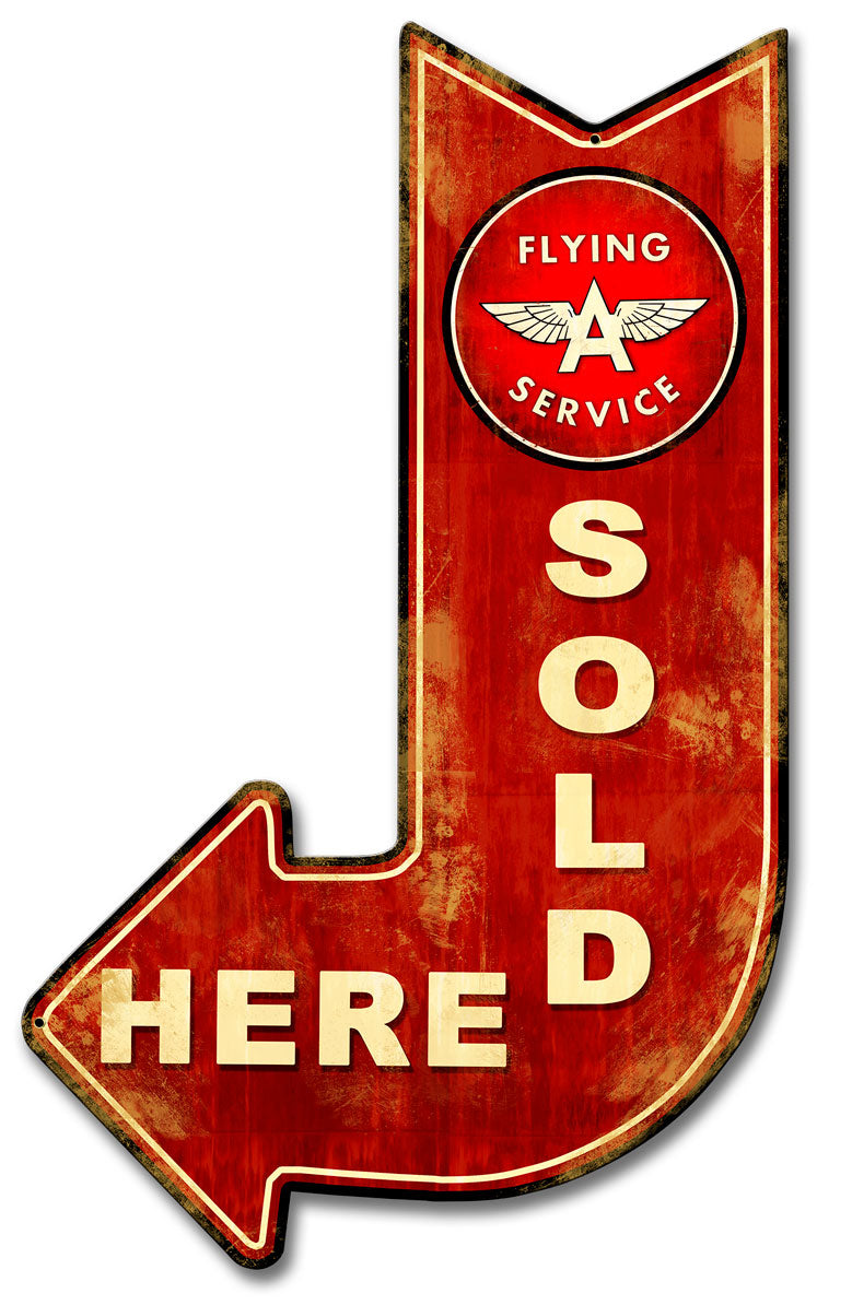 Flying A Red Sold Here Arrow 15 x 24