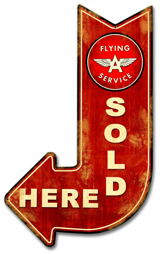 Flying A Red Sold Here Arrow 15 x 24