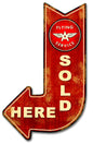 Flying A Red Sold Here Arrow 15 x 24