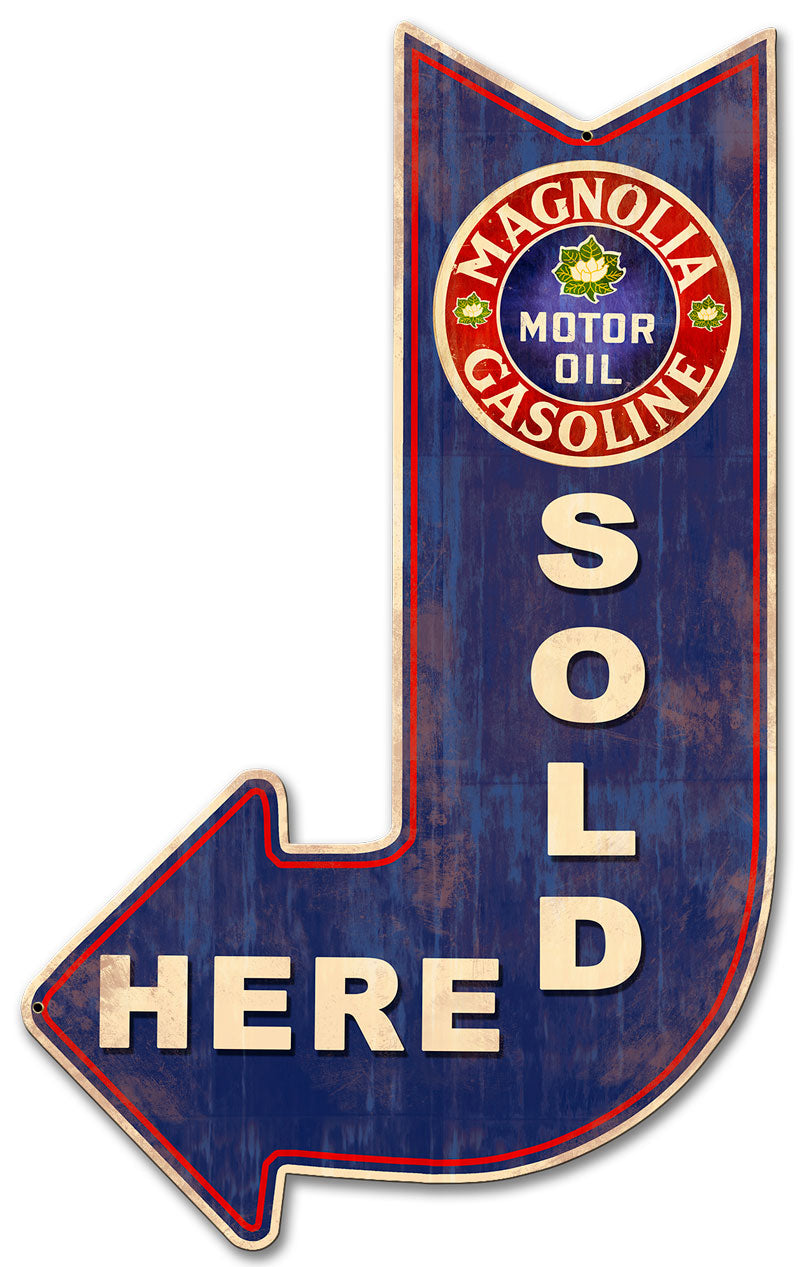 Magnolia Gasoline Sold Here Arrow 15 x 24