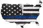 Usa Map Thin Blue Line 19 x 13