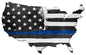 Usa Map Thin Blue Line 25 x 16