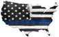 Usa Map Thin Blue Line 35 x 21