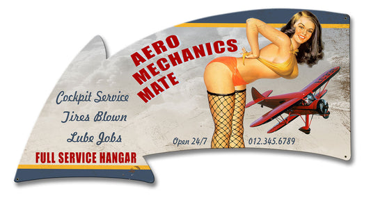 Aero Mechanics Mate Full Service Arrow Vintage Style Metal Sign 21 x 11