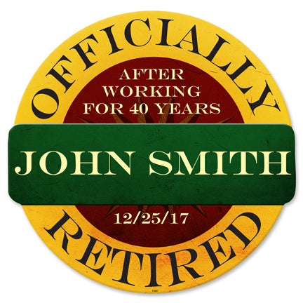 Officially Retired Personalized 14 x 14