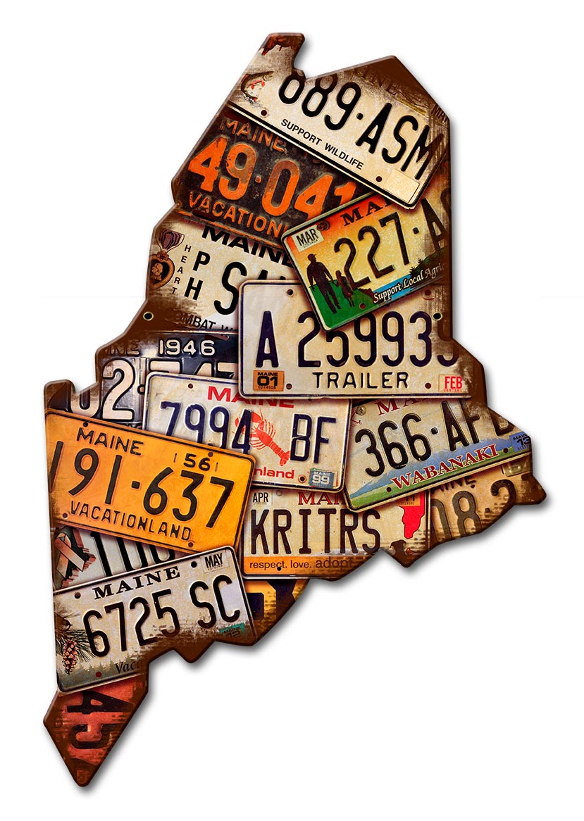 Maine License Plates 10 x 15