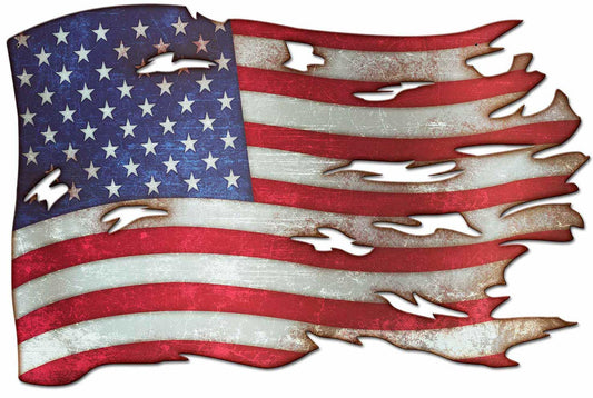 Tattered American Flag 24 x 16