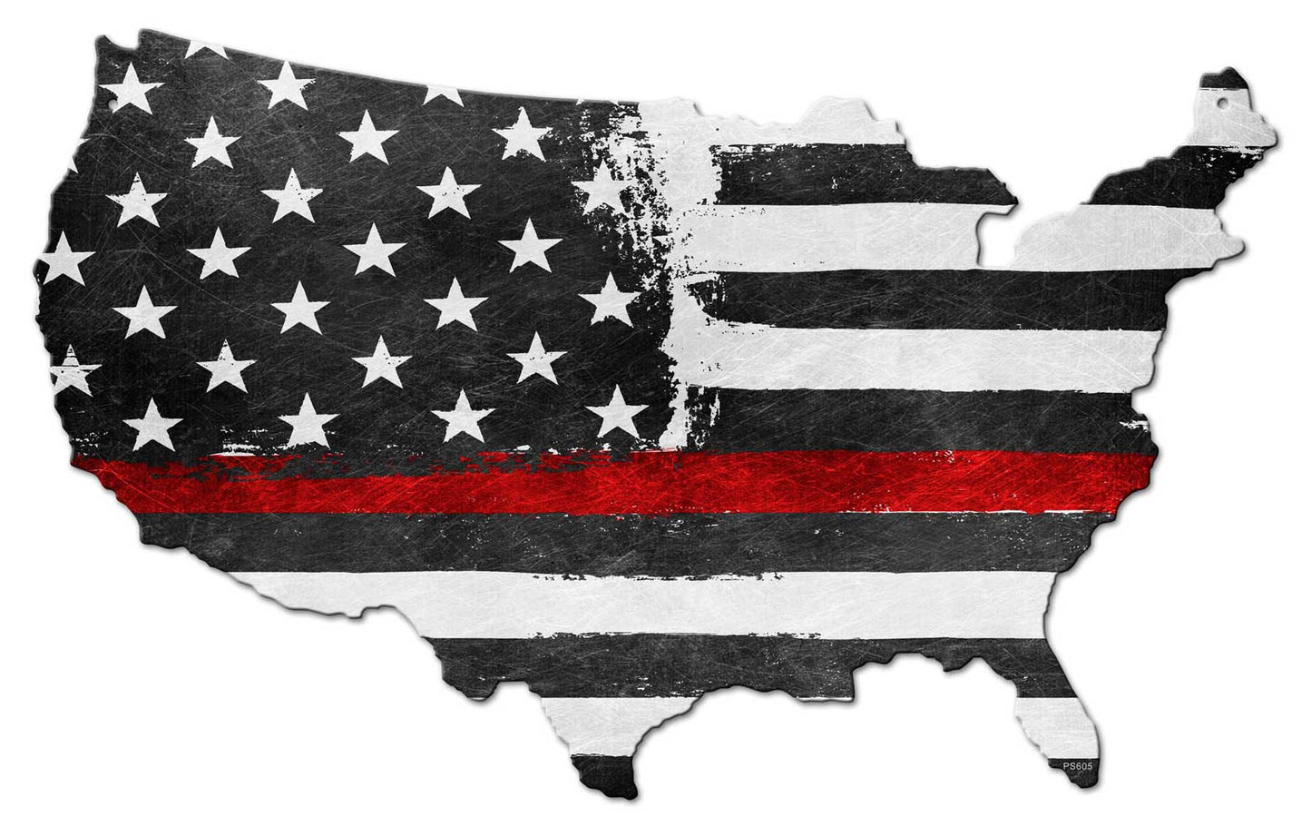 Usa Map Thin Red Line 25 x 16