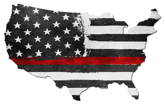 Usa Map Thin Red Line 25 x 16