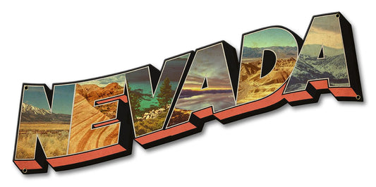 Nevada Postcard Vintage Style Metal Sign 17 x 8