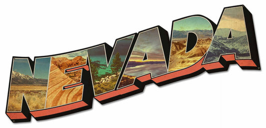 Nevada Postcard Vintage Style Metal Sign 36 x 17