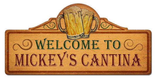 Welcome To Cantina Personalized Vintage Style Metal Sign 26 x 13