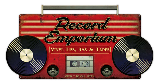 Record Emporium Vintage Style Metal Sign 28 x 15