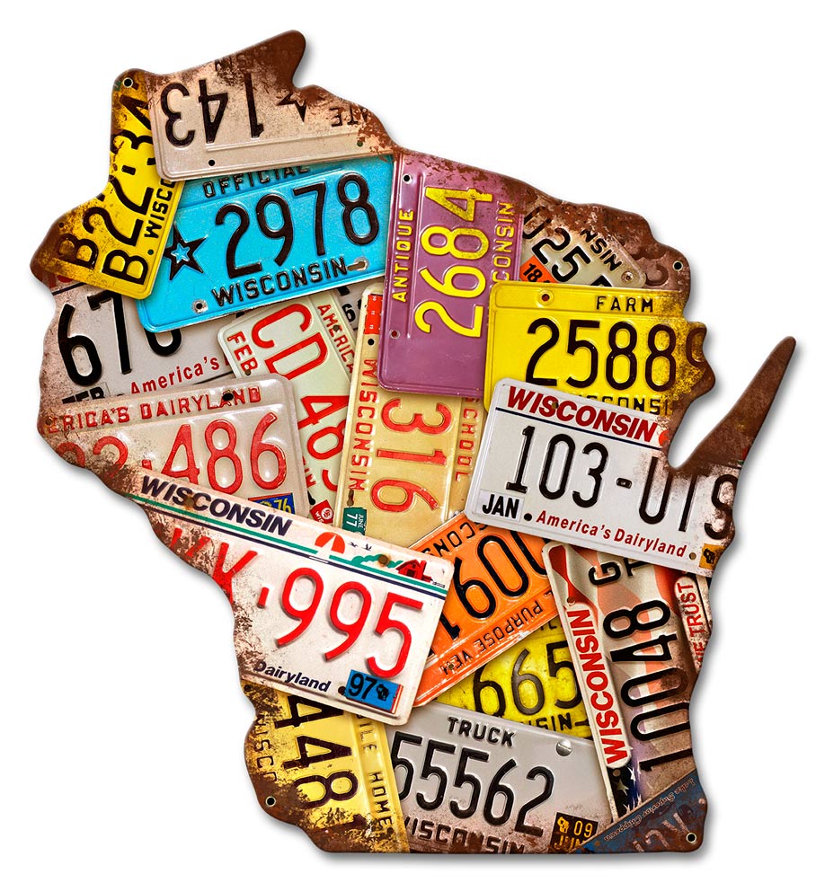 Wisconsin License Plates 16 x 17