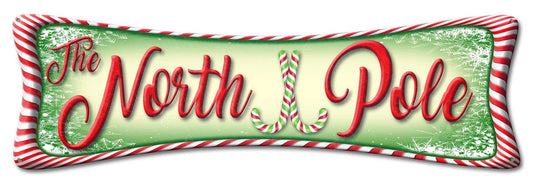 North Pole Vintage Style Metal Sign 28 x 9