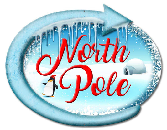 North Pole Vintage Style Metal Sign 22 x 17