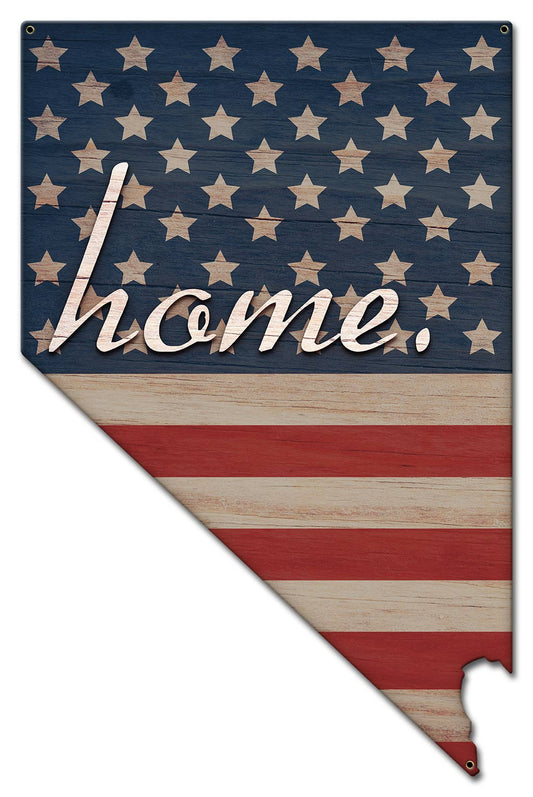 American Flag Home Nevada Vintage Style Metal Sign 13 x 20