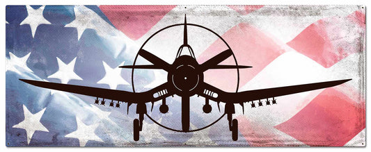 Corsair American Flag Vintage Style Metal Sign 48 x 19