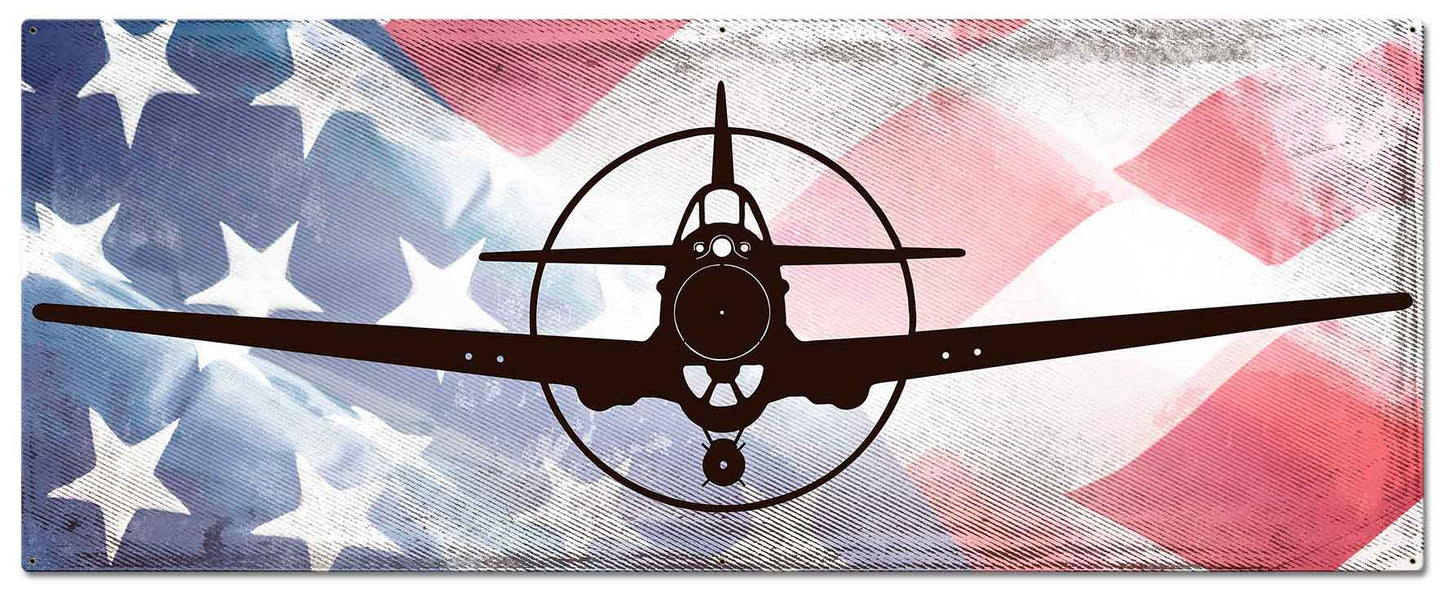 P-40 Warhawk American Flag 48 x 19