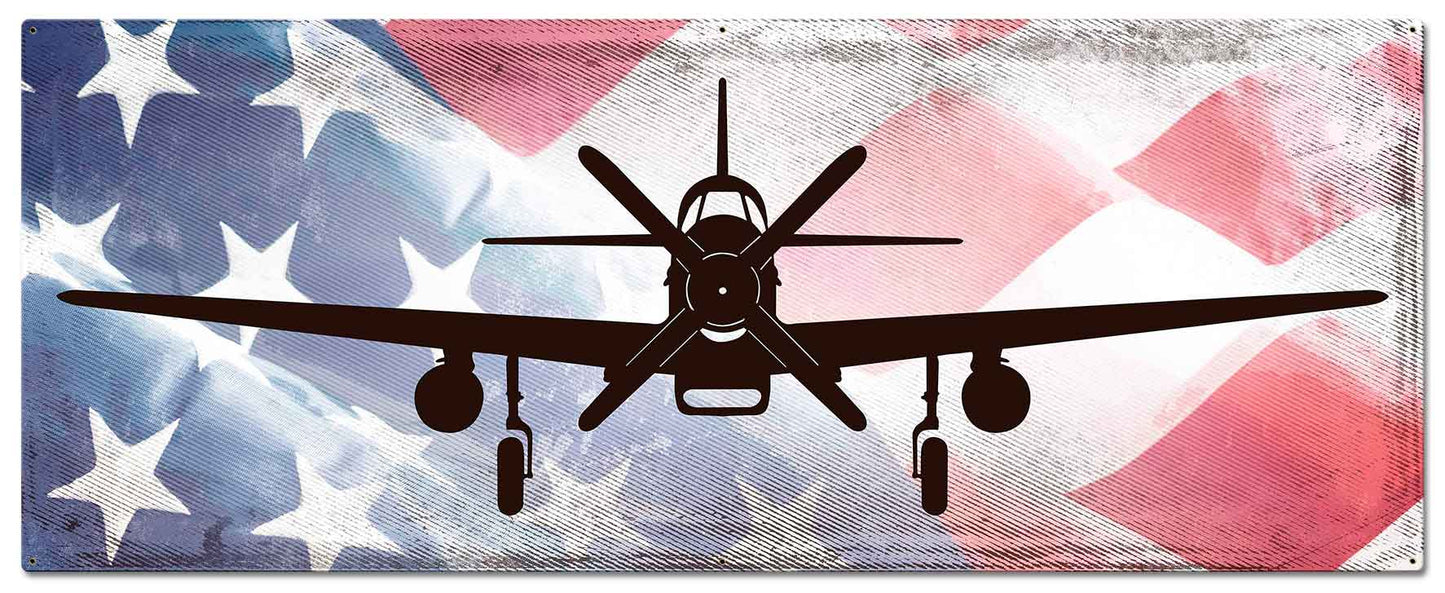 P-51 Mustang American Flag 48 x 19