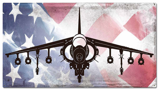 Harrier American Flag Vintage Style Metal Sign 36 x 20