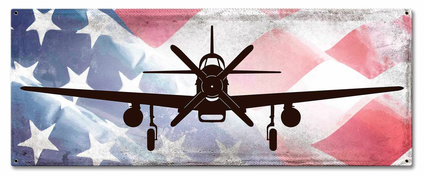 P-51 Mustang American Flag 24 x 10