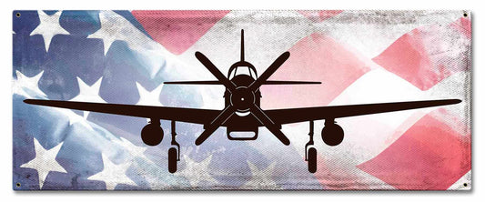 P-51 Mustang Vintage Style Metal Sign 24 x 10